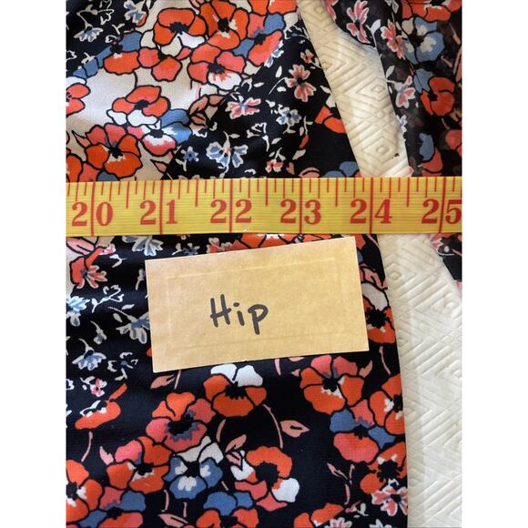 Westport 1962 Red White Blue Floral V-Neck Dress Ribbon Keyhole Flutter Sleeves - Picture 13 of 15